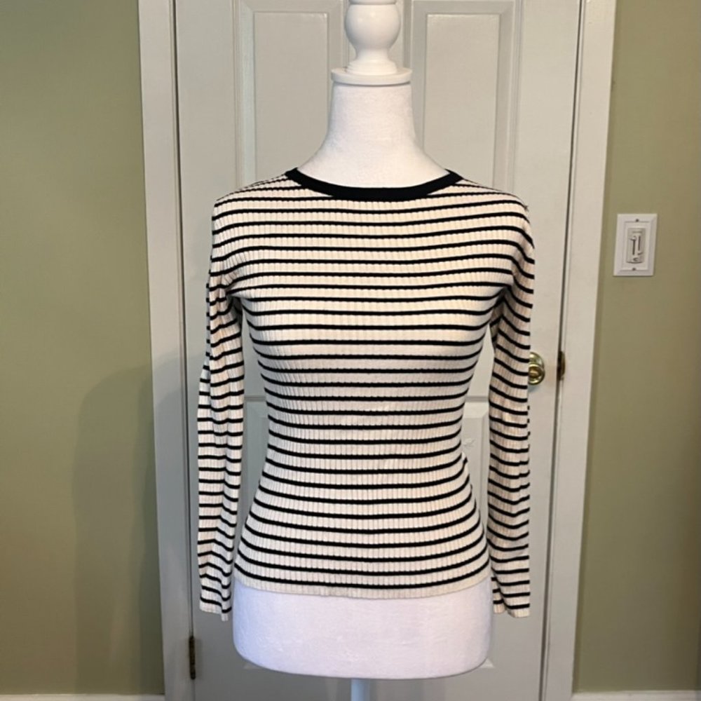 Long sleeve Philosophy sweater, black and white striped